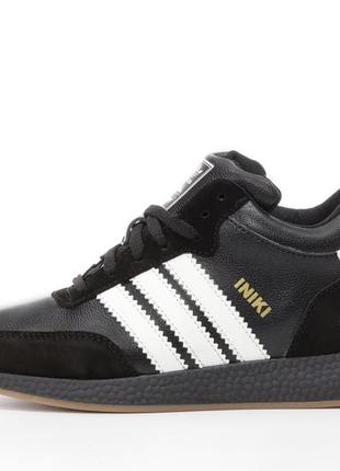 Зимние мужские кроссовки adidas iniki black white (мех)41-42-43-44-455 фото