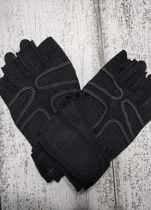 Перчатки для тренажерного зала велосипеда с напульсниками безпалые цвет черный размер l2 фото