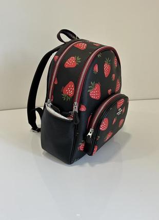 Черный кожаный рюкзак court medium backpack coach3 фото