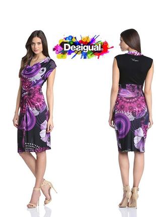 Desigual 40v2148 платье дизайнерское длинное трикотажное облегающее цветочный принт