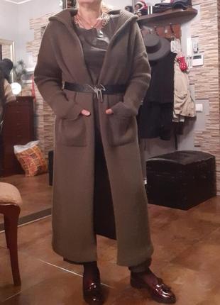 Итальянское вязаное дизайнерское теплое пальто hache большой размер