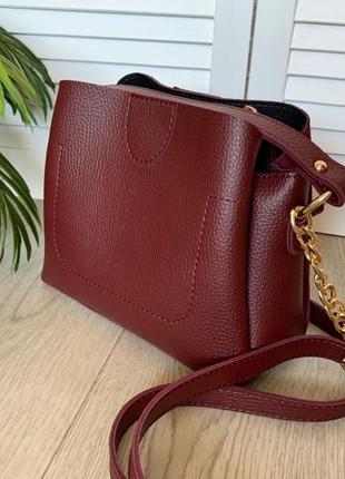 Шикарная замшевая бордовая женская сумка кросс-боди6 фото