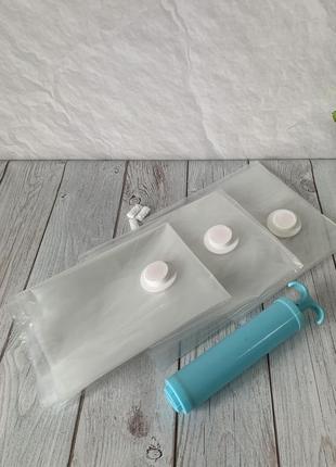Вакуумний пакет для зберігання речей + насос  – 3шт. (прозорий) 78*58 см
