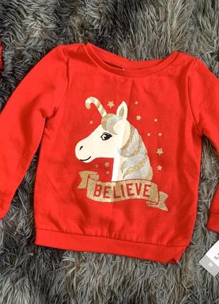 Новогодний свитшот кофта carter’s на девочку 2/3 года / 98 см, світшот кофта для дівчинки 3 роки . фірма carter’s.