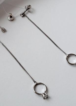 Срібні сережки гвоздики на закрутках каблучка на ланцюжку срібло 925 родоване 543358р 1.8 г5 фото