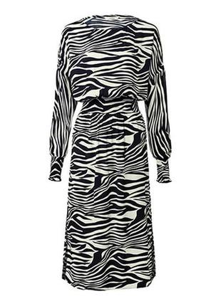 Платье миди в дизайне зебры4 фото