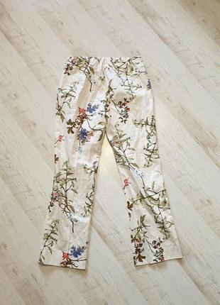 Укороченные брюки с цветочным принтом zara sale6 фото