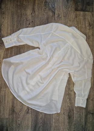 Біла сорочка з льону оверсайз лляна сорочка3 фото