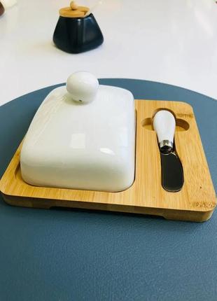 Масленка с ножом olens "стокгольм"2 фото