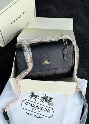 Сумка клатч premium coach mini klare crossbody in signature canvas brown