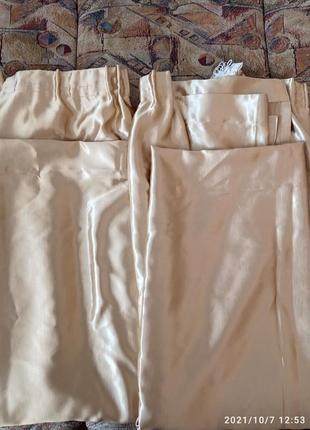 Штори, гардини-3 штуки, колір світлий беж, тканина гладка