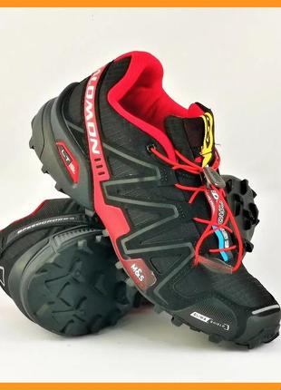 Кроссовки salomon speedcross 3 чёрные мужские саломон красные (размеры: 41,44)1 фото