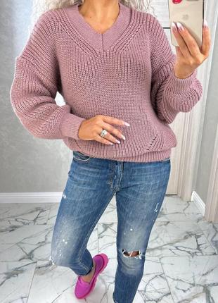 Объемный женский свитер грубой вязки с вырезом, молодежный свитер ника9 фото