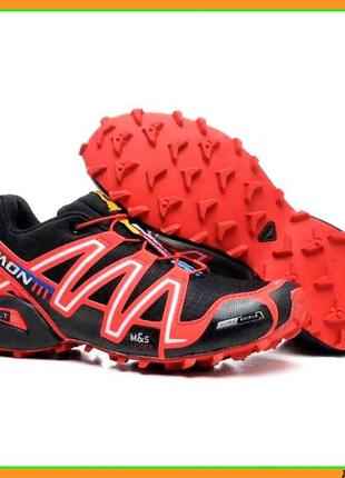 Кроссовки salomon speedcross 3 красные мужские саломон чёрные (размеры: 41,42,43,44,45,46)2 фото