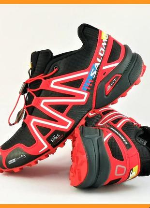 Кроссовки salomon speedcross 3 красные мужские саломон чёрные (размеры: 41,42,43,44,45,46)3 фото