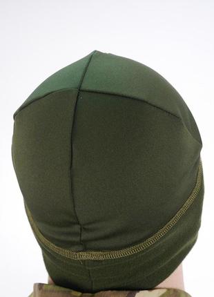 Армейская военная шапка polartec power stretch с липучкой олива хаки4 фото