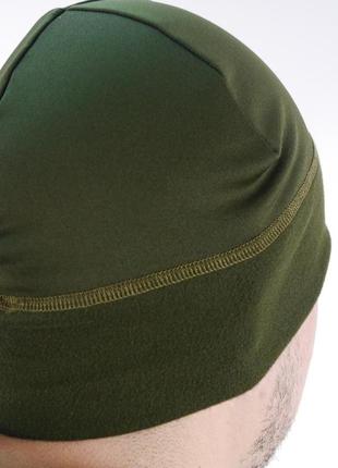 Армейская военная шапка polartec power stretch с липучкой олива хаки3 фото