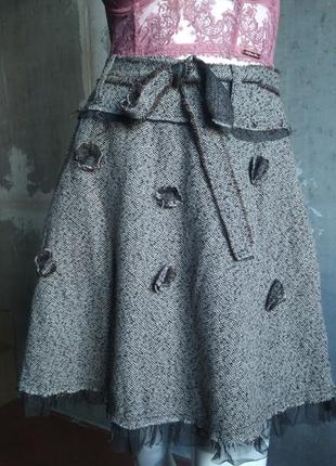 Креативная юбка,италия,44-46 р. в составе - шерсть.