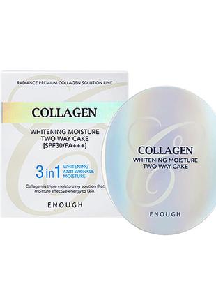 Пудра з колагеном корейська 21 тон enough collagen whitening moisture two way cake spf28 pa+++