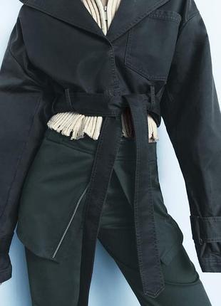 Укороченный тренч с вощеным эффектом zara5 фото