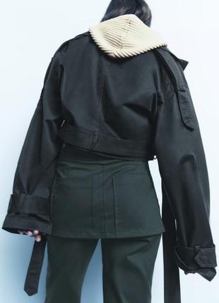 Укороченный тренч с вощеным эффектом zara4 фото