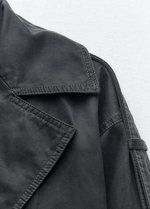 Укороченный тренч с вощеным эффектом zara9 фото
