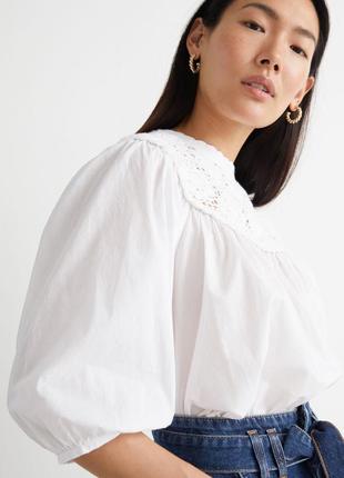 Блуза &amp; other stories voluminous crochet collar blouse3 фото