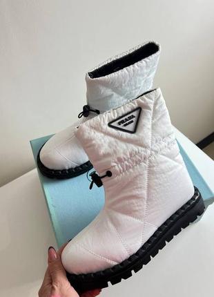 Prada quilted nylon snow boots white сапоги люкс бренд