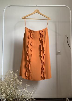 Оранжевая миди юбка cos