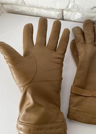 Гарні рукавички шкіряні коричневі3 фото