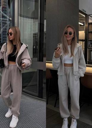 Костюм на флісі кольори: моко, попіл.