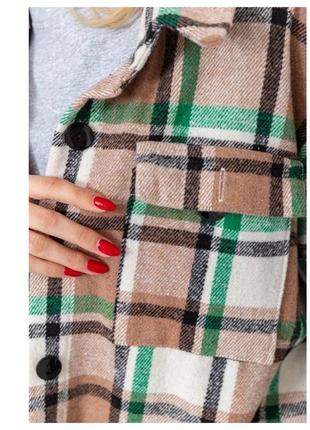 Теплая oversize рубашка в клетку