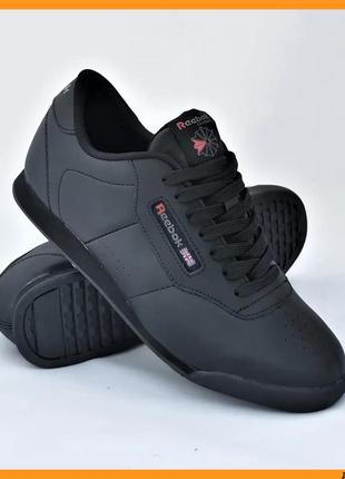 Мужские кроссовки reebok чёрные рибок кожа (размеры: 44)1 фото