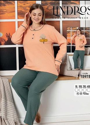 Піжама тепла бавовна жіноча, туреччина, великі розміри xl 4xl
