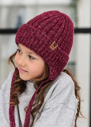Дитячий зимовий комплект, шапка на зав'язках 46-48рр, 50-52рр3 фото