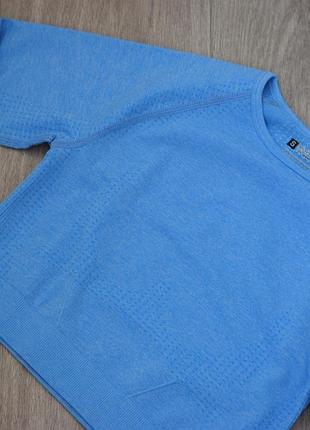 Лосины бесшовные голубые для спорта и топ с длинными рукавами