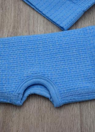 Лосины бесшовные голубые для спорта и топ с длинными рукавами