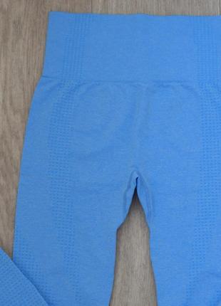 Лосины бесшовные голубые для спорта и топ с длинными рукавами