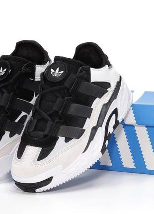 Зимние женские кроссовки adidas niteball white black (мех) 36-37-38-39-40-41