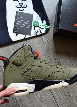 Топ ❗️ кроссовки travis scott x air jordan 6 retro gs 'olive'2 фото