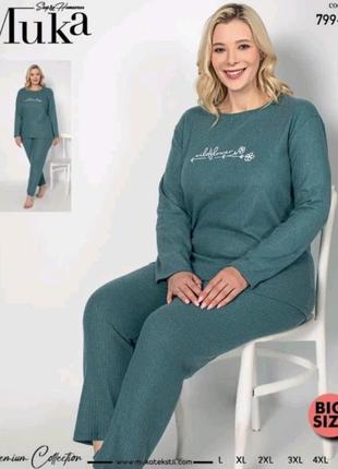 Пижама теплый хлопок женский, турция, большие размеры l xl 2xl 3xl 4xl 5xl