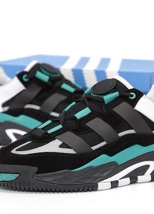 Зимние мужские кроссовки adidas niteball black green (мех) 40-41-42-43-44-455 фото