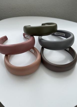 Обруч розпродаж з екошкіри рожевий хакі коричневий сірий персиковий