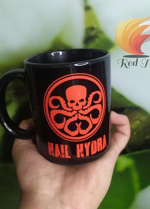 Чашка подарункова "marvel hail hydra shield" 330 мл повністю кольорова (чорна)