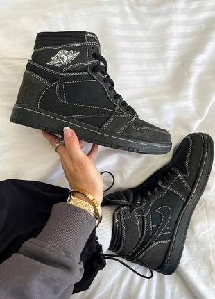 Кросівки nike air jordan 1 high og ts travis scott - black phantom