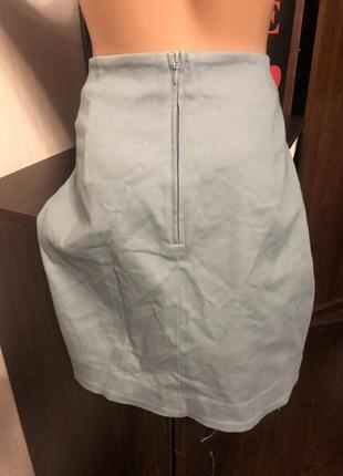 Шикарная коттон юбка серая мышь с воланом hm3 фото