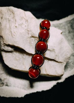 Плетеный браслет талисман из натурального камня сердолик7 фото