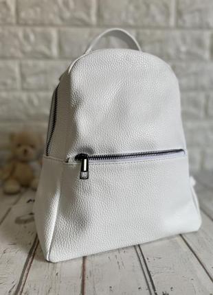 Білий жіночий рюкзак з натуральної шкіри італія5 фото