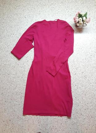 Трикотажное розовое платье с пуговицами2 фото