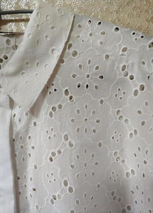 Неймовірна біла блузка блуза сорочка прошва вишивка рішелье бренд tu women, р.145 фото